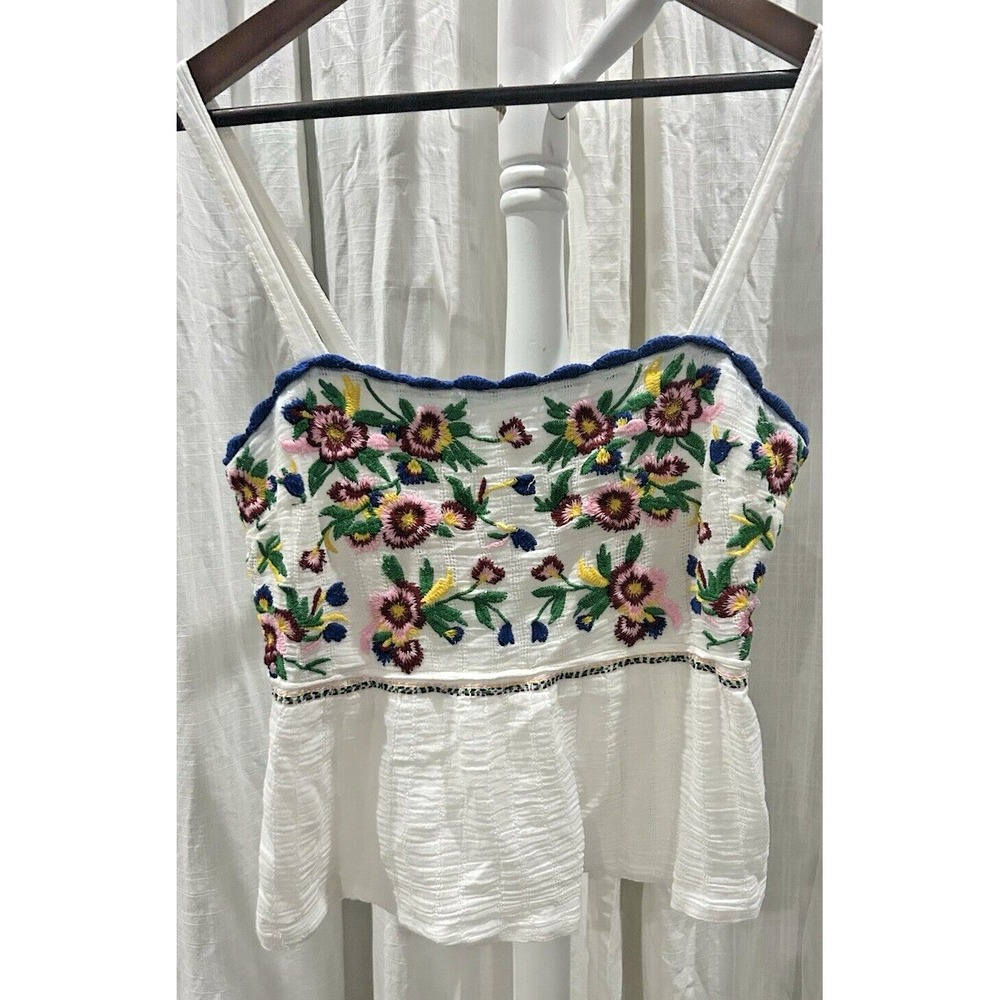 Anthropologie Womens Crochet Embroidered Babydoll Tank Top Boho Cottagecore - 10